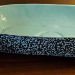 Vintage teal and black planter